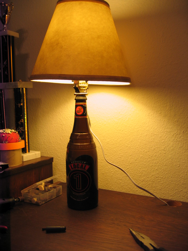 DIY wine bottle lamp