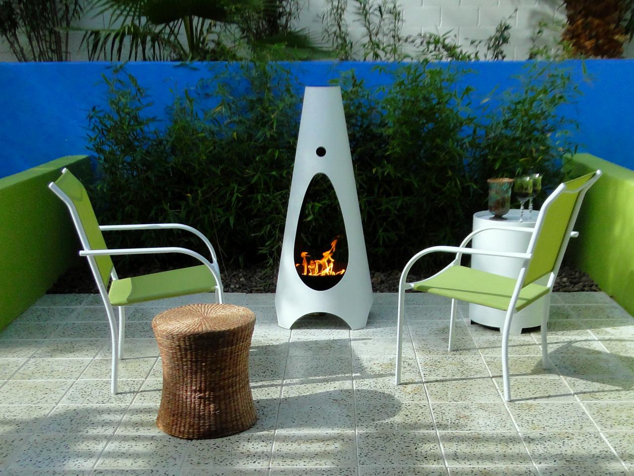 Chiminea design with matching material with the furniture