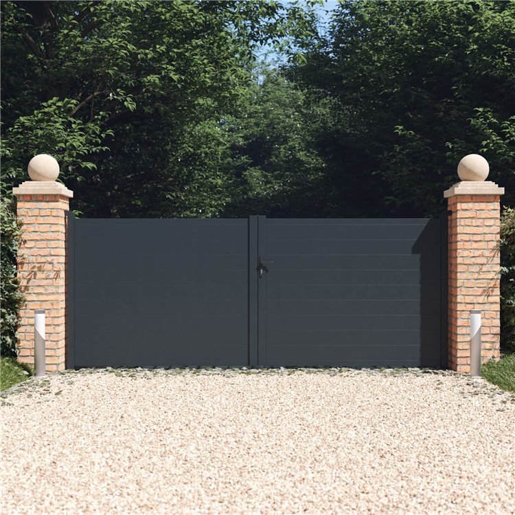 BillyOh Valencia Double Swing Driveway Aluminium Gates with Horizontal Solid Infill