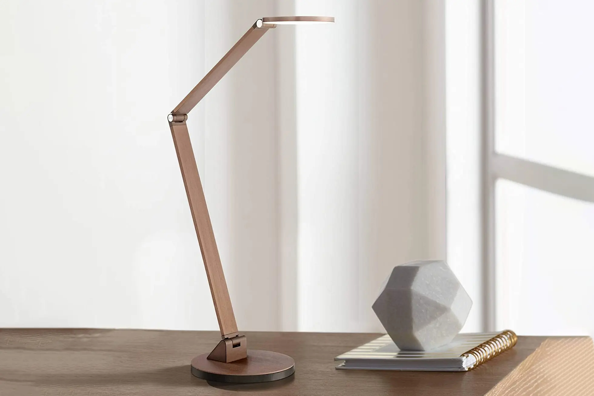 Sleek crane style desk lamp