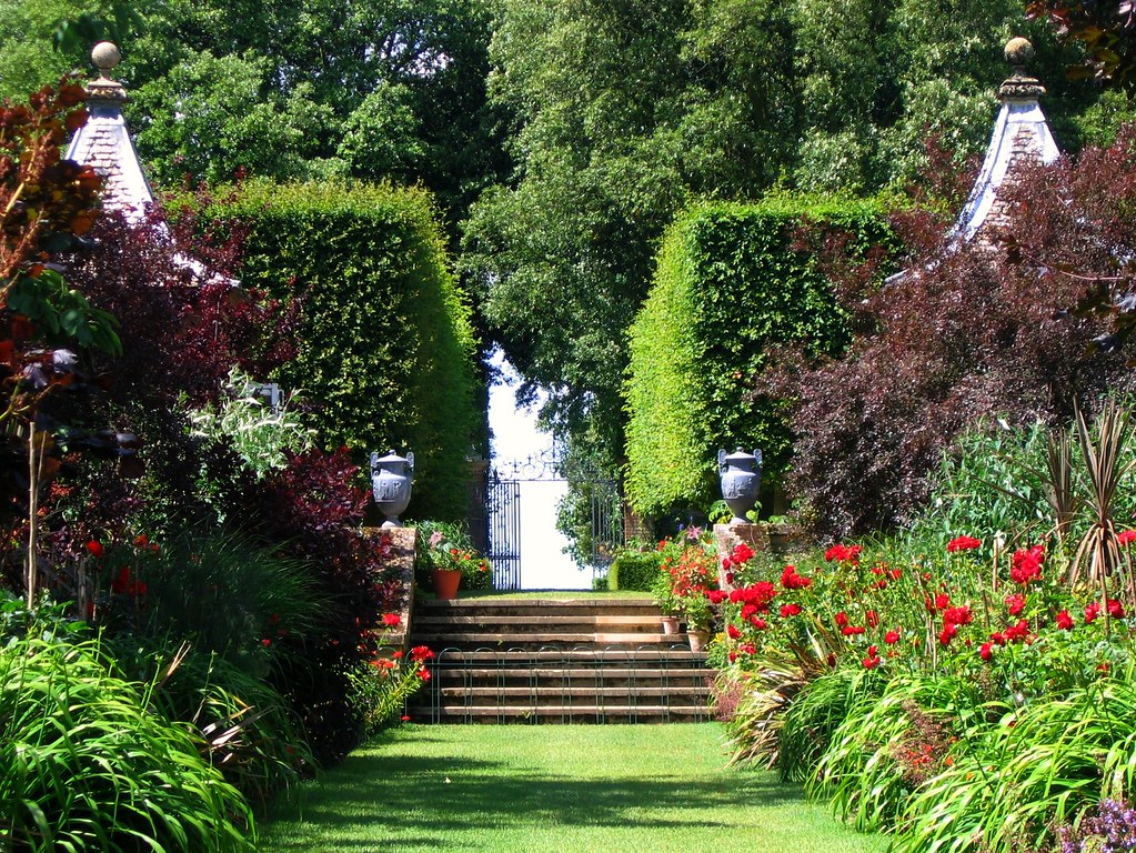 Flower beds that lined the well-manicured path