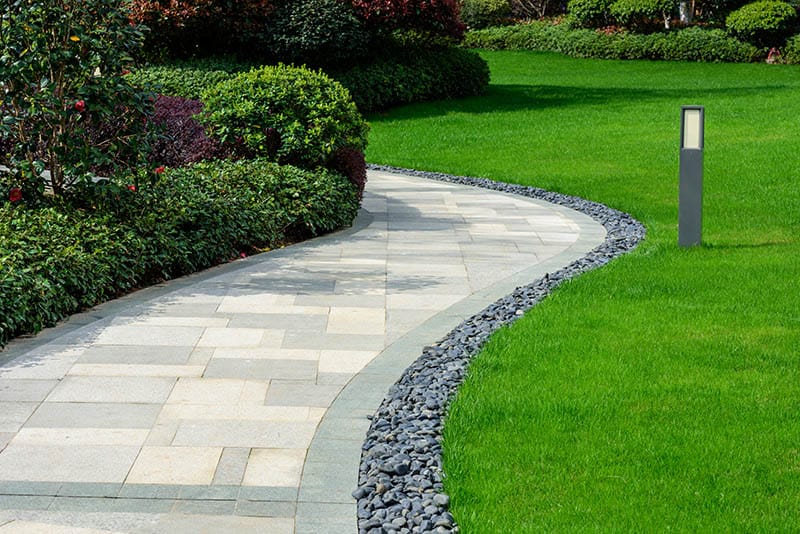 Lawn edging with garden path in between