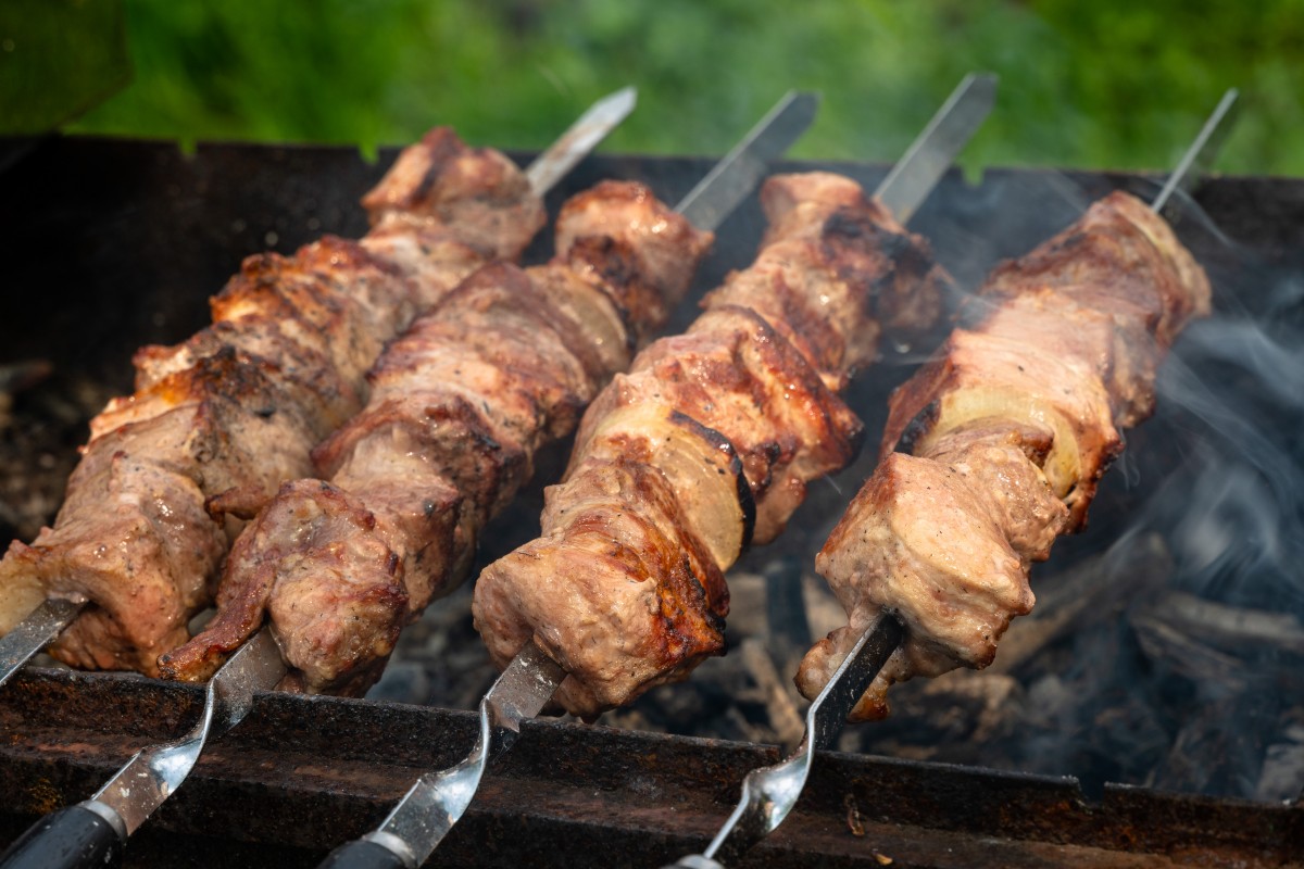 Kebab skewers on the grill