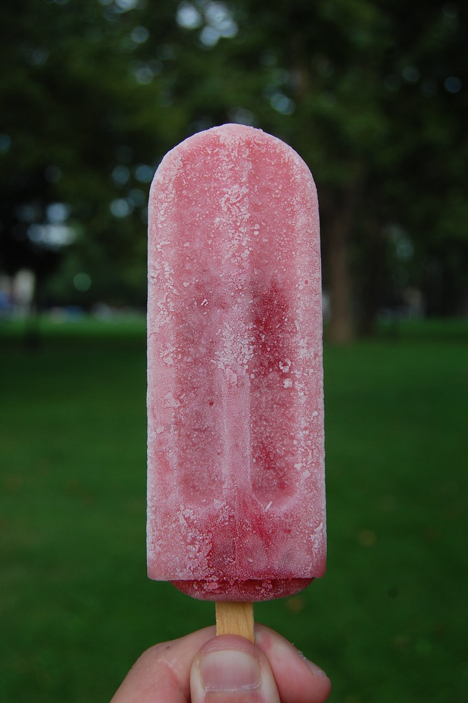 Raspberry Popsicle close up