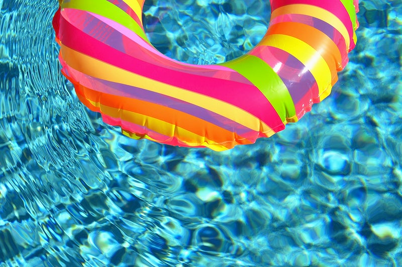 Floating doughnut float in swimming pool