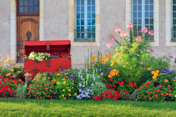 French garden design filled with magnificent flowerbeds