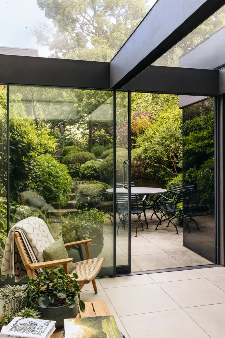 French garden design full of glass walls