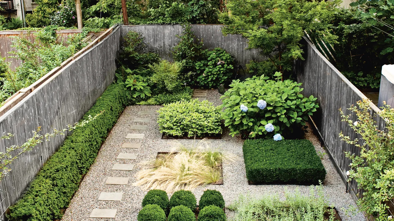French garden design with zoning for plants