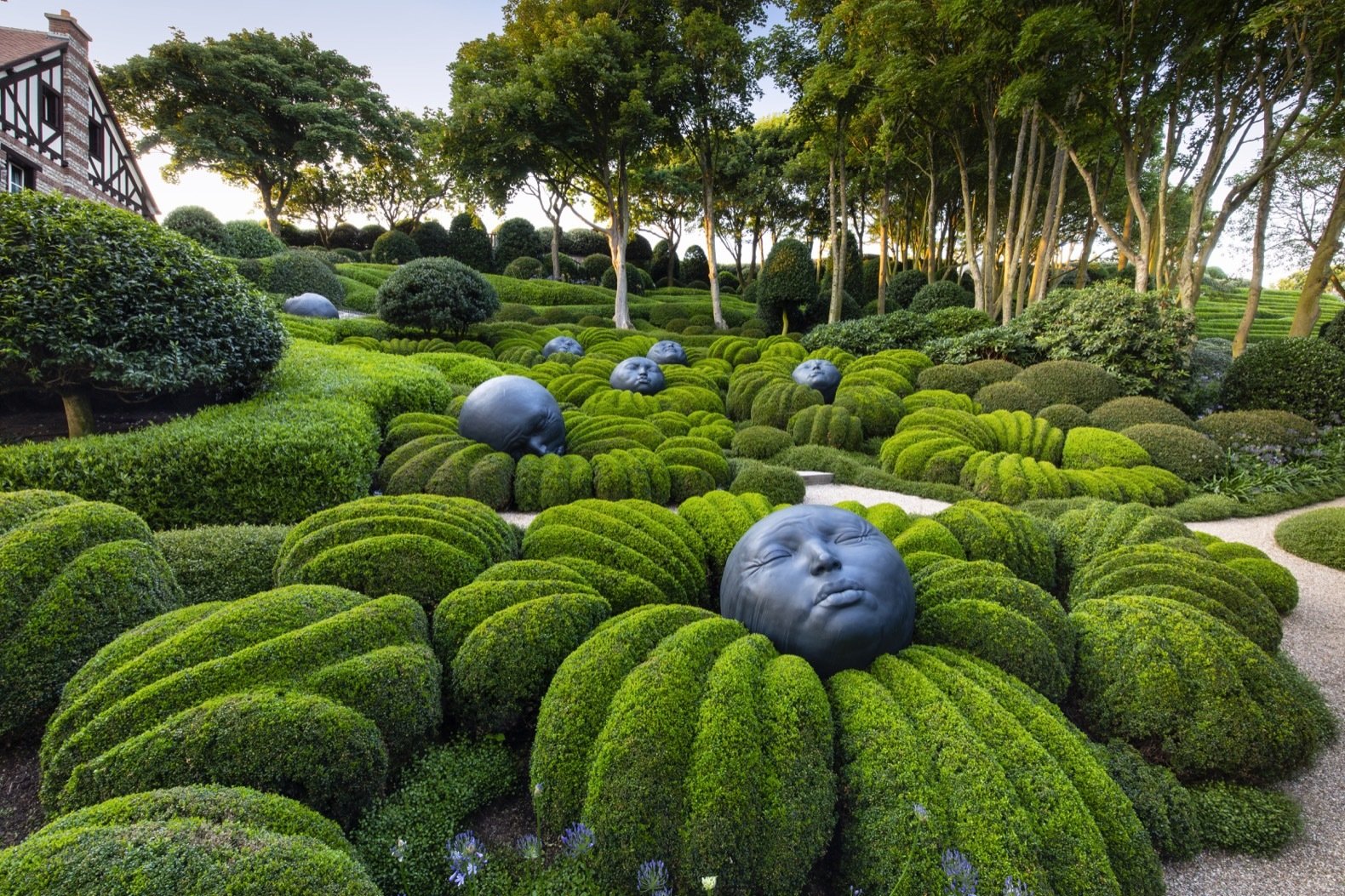 French garden design with sculptures for focal point