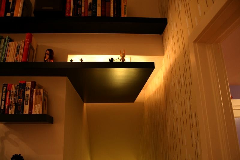 Floating shelf with LED lighting