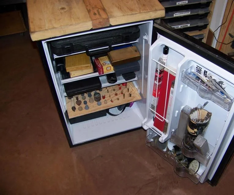 Repurposed old fridge as a safe storage