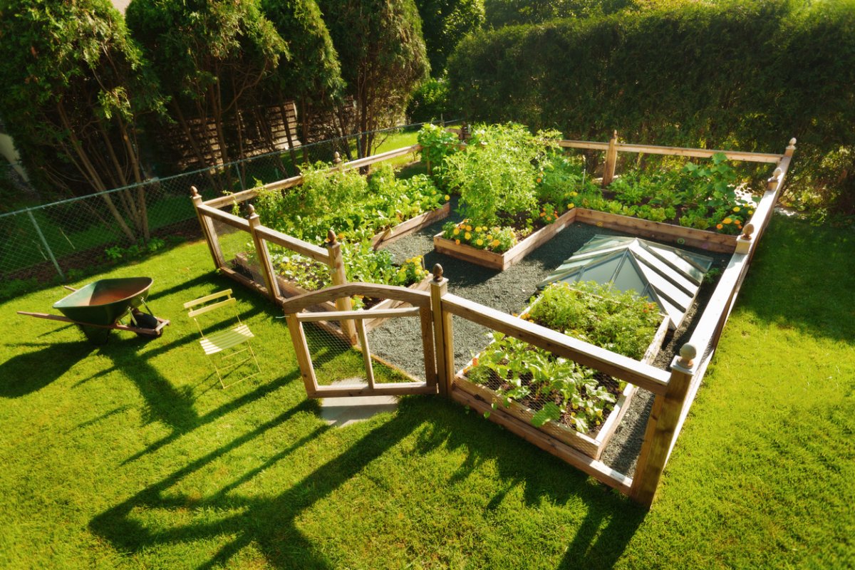 Summer garden idea with a mini closed vegetable garden