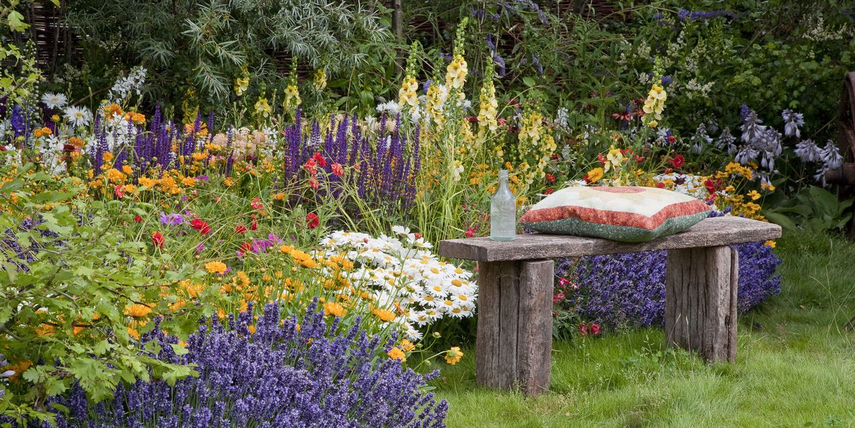 Summer garden idea with a bench
