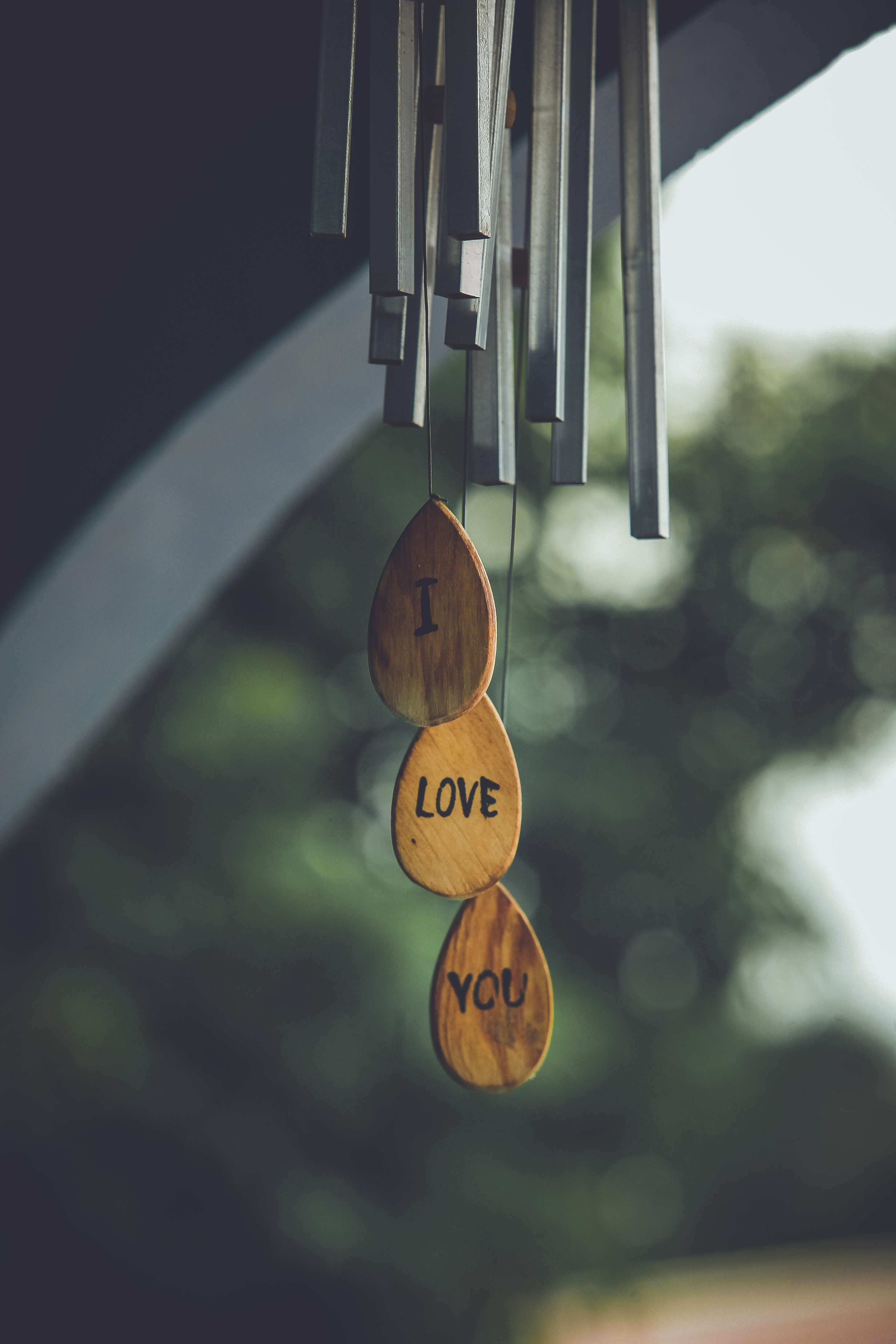 Sonnet wind chime with engraved "I love you"