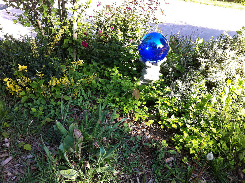 Garden gazing ball in blue