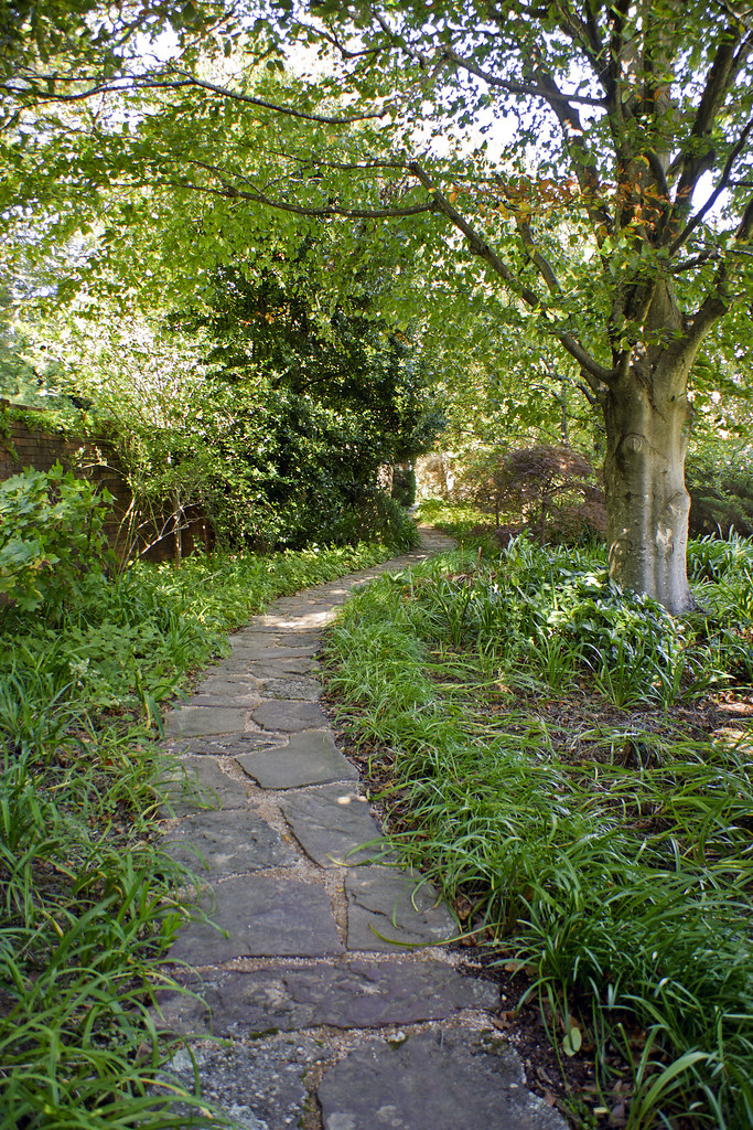Garden pathway in geometric shapes