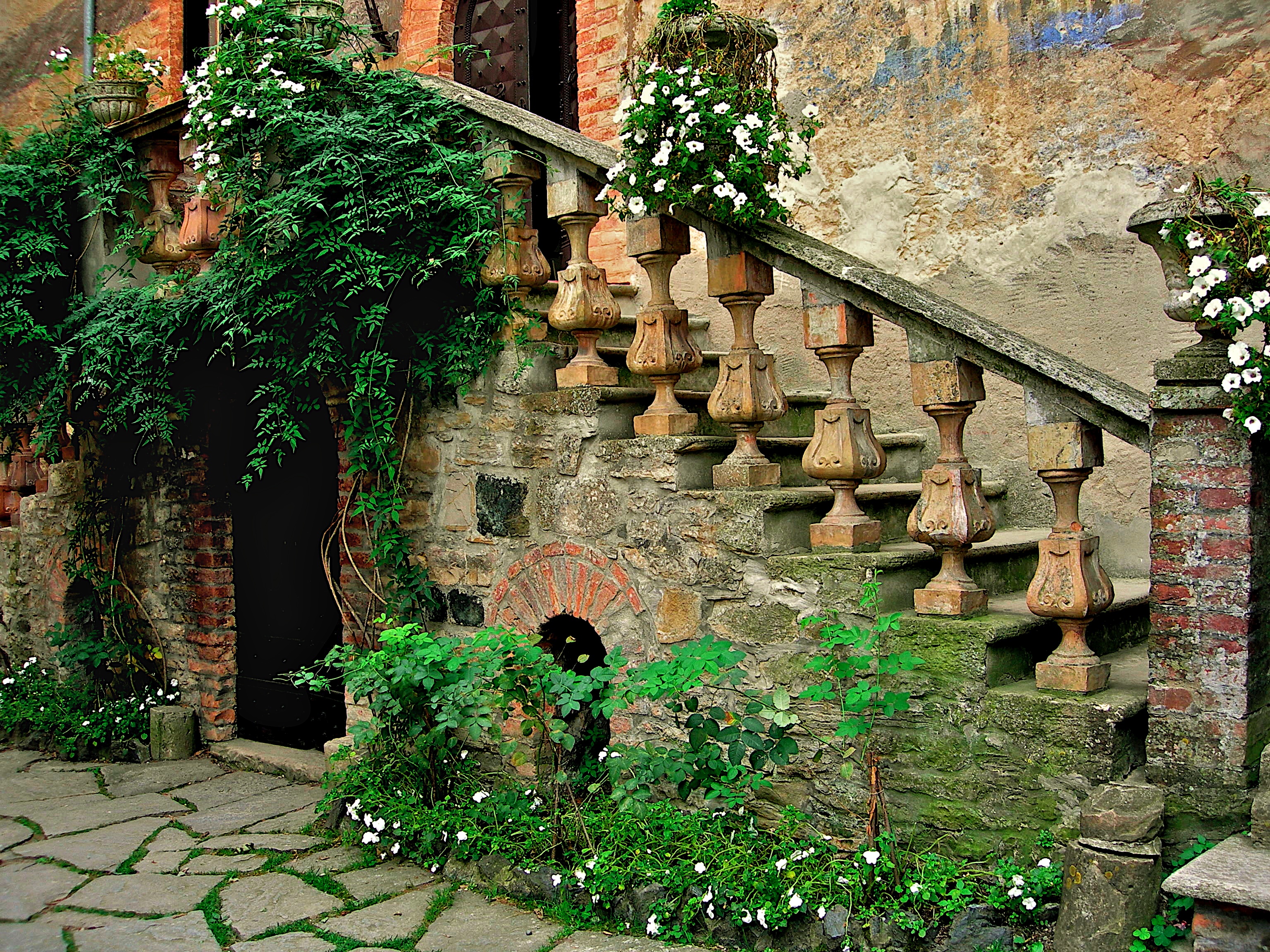 Italian terrace garden with stairs