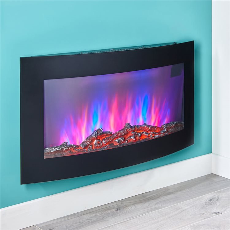 Wall Mounted Curved Log Effect Fireplace