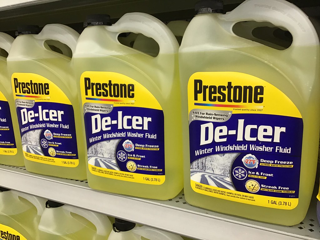 Bottles of de-icer products