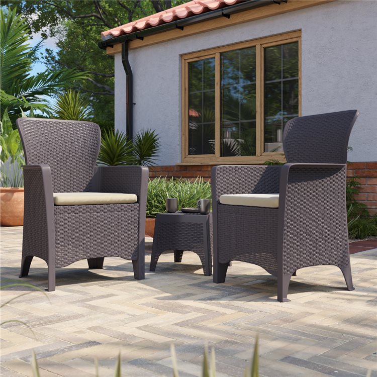 Marbella 2-Seater Rattan Effect Balcony Set in Graphite