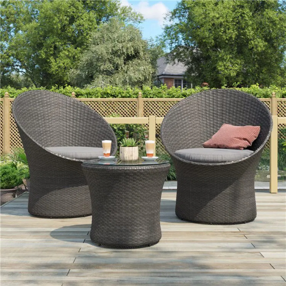 3 Piece Rattan Bistro Garden Egg Set