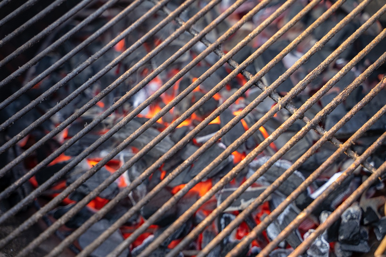 Rusty grill grate charcoal
