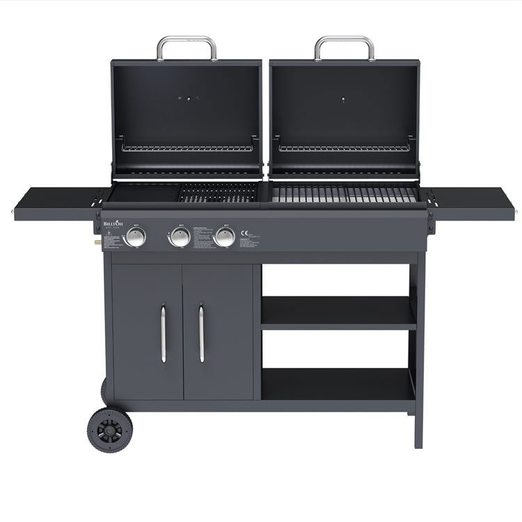 BillyOh Montana Black Dual Fuel Gas and Charcoal Hybrid BBQ